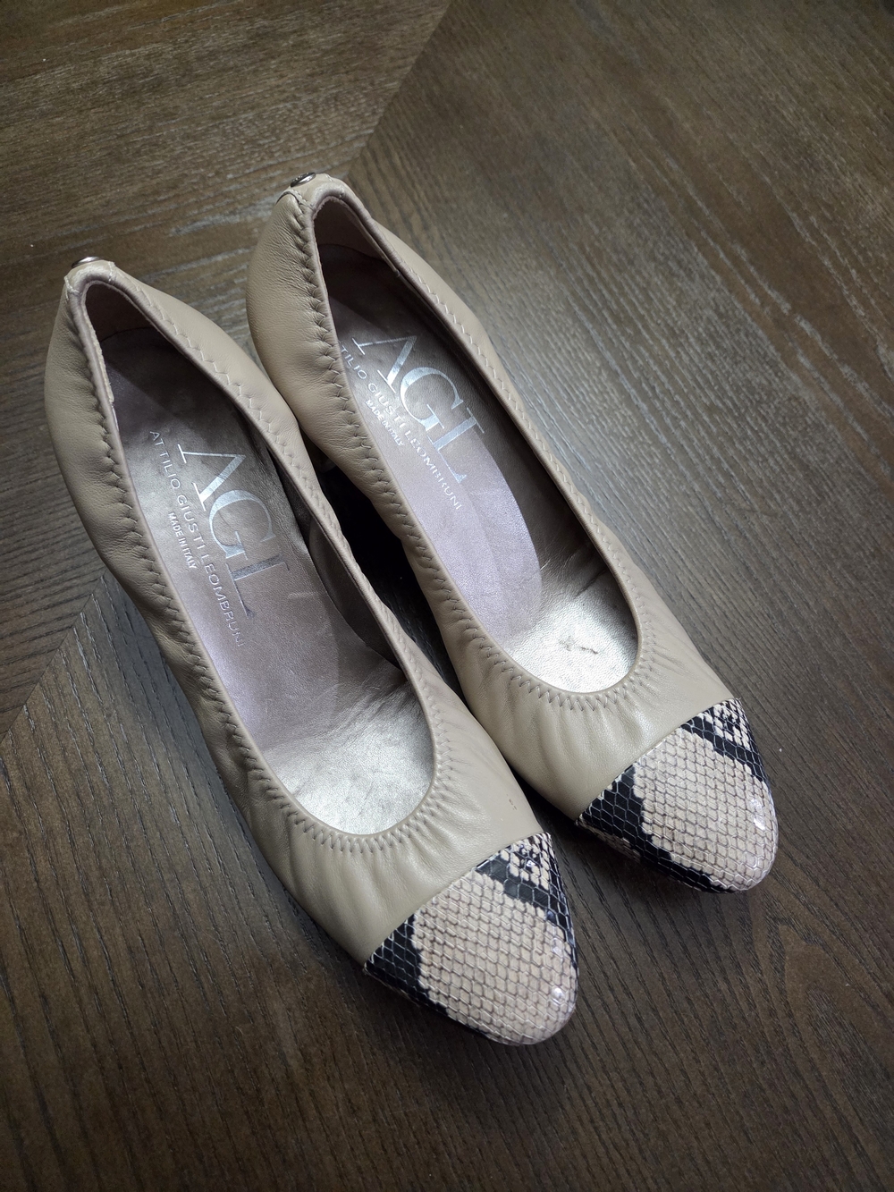 AGL Attilio Giusti Leombruni Pumps With Snake-Print Toe Cap Size 41